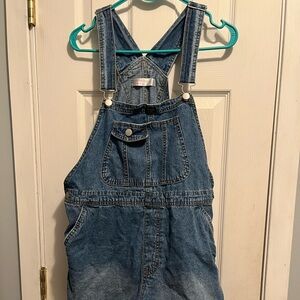 Denim Shortalls Adjustable Straps Adjustable Back Buckle No Boundaries Sz XL